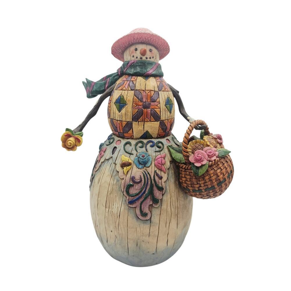 2003 Jim Shore "Winter's Promise" Snowman with Basket 112245 Figurine